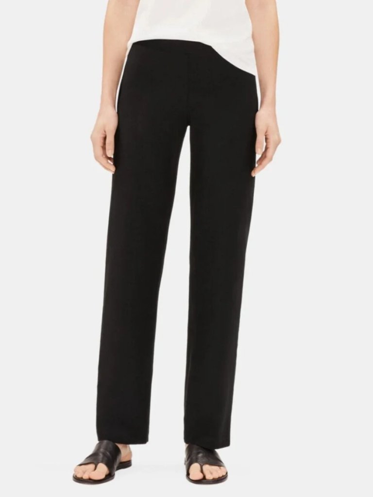 Eileen Fisher Black System Washable Stretch Crepe Straight Pant - Petite Large
